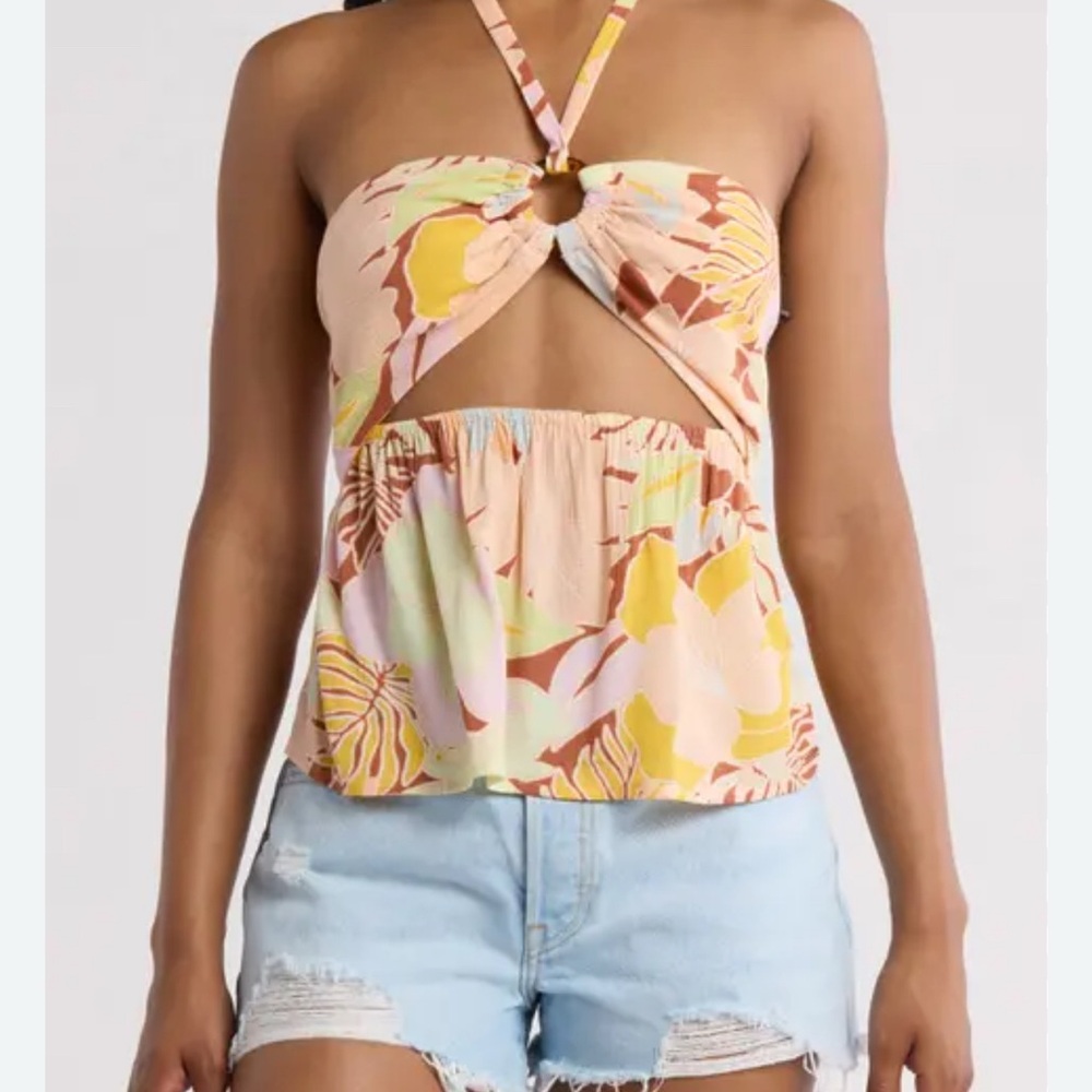 Volcom Stretchy Floral Halter Top - Multicolor